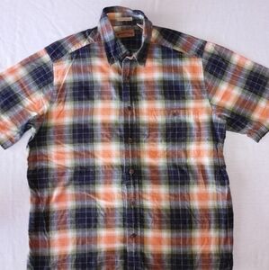 Field & Stream Short Sleeve Button Up Shirt Summer Madras Plaid